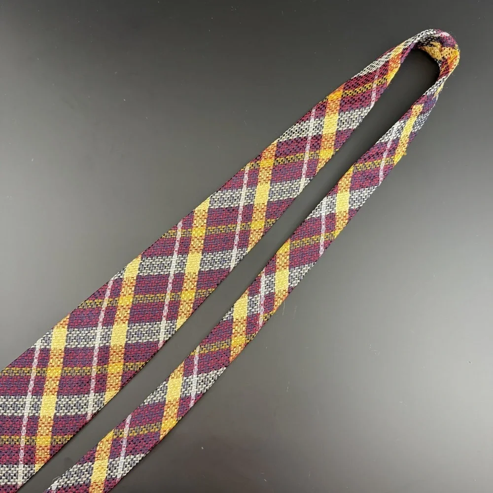 Paul Smith London Silk Tie Woven Plaid Check Multi Color Red Yellow Blue England